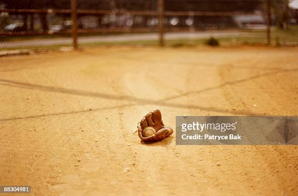 baseball and glove - baseball glove stock pictures, royalty-free photos & images