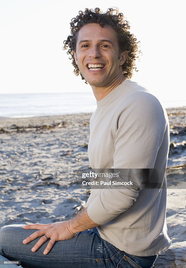 Portrait of smiling man on beach