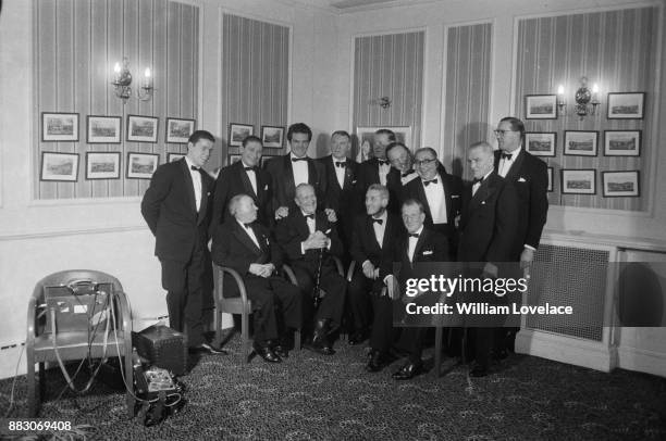 French boxer Georges Carpentier , guest of honor at the National Sporting Club Dinner, meets fellow boxers, London, UK, 21st November 1960. : Terry...