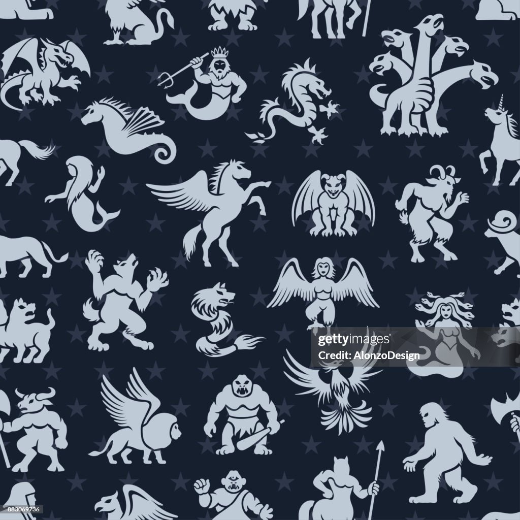 Mythical Creatures Seamless Pattern High-Res Vector Graphic - Getty Images