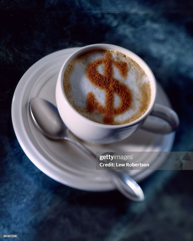 Cappuccino with dollar sign