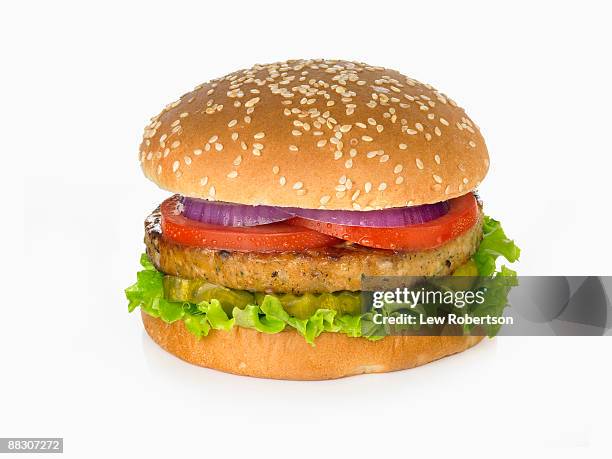 veggie burger - chicken burger stock pictures, royalty-free photos & images