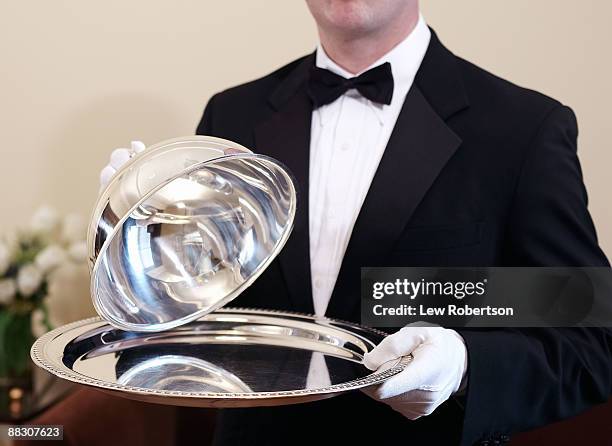 server with tray - proper lifting stock pictures, royalty-free photos & images