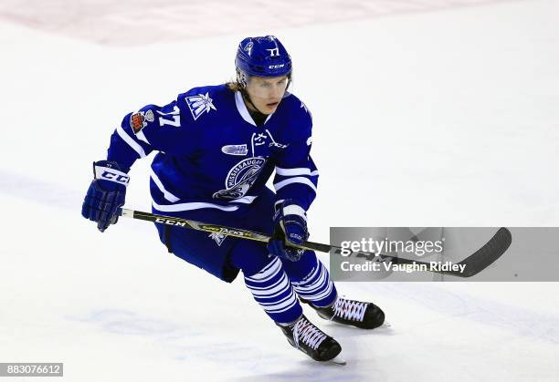 Albert Michnac of the Mississauga Steelheads skates during an OHL game against the Niagara IceDogs at the Meridian Centre on November 25, 2017 in St...