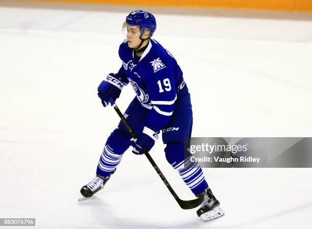 Ian McKinnon of the Mississauga Steelheads skates during an OHL game against the Niagara IceDogs at the Meridian Centre on November 25, 2017 in St...