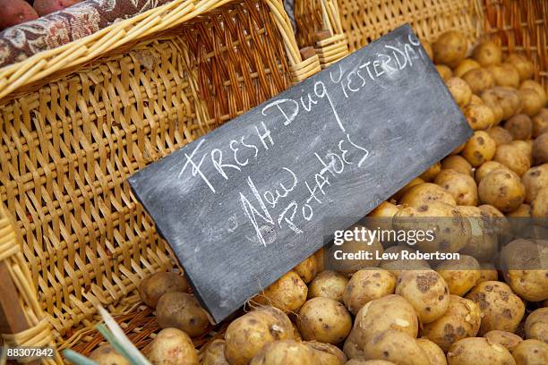 pile of potatoes - raw new potato stock pictures, royalty-free photos & images