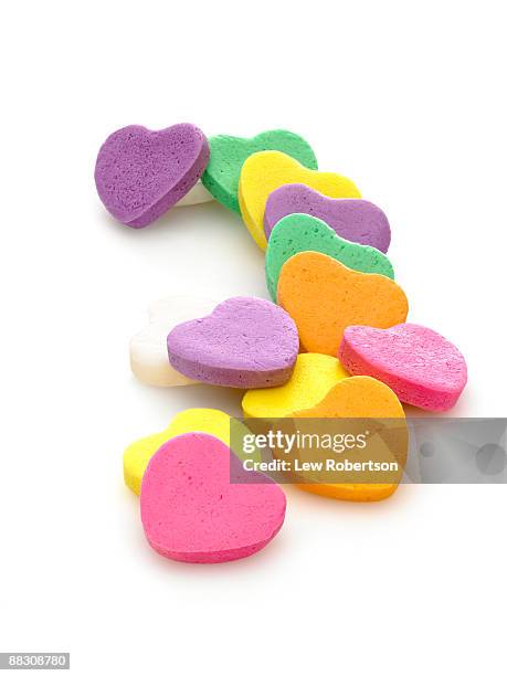 candy hearts - candy hearts stock pictures, royalty-free photos & images