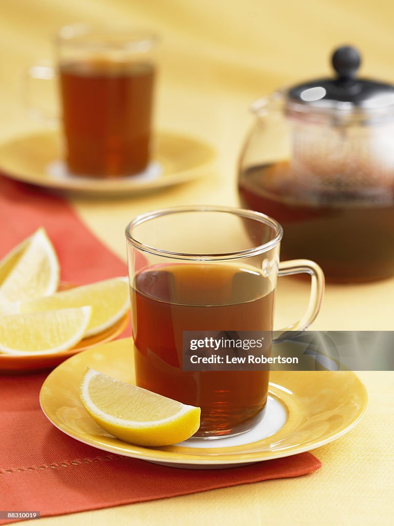 Glass of Hot Tea with Lemon