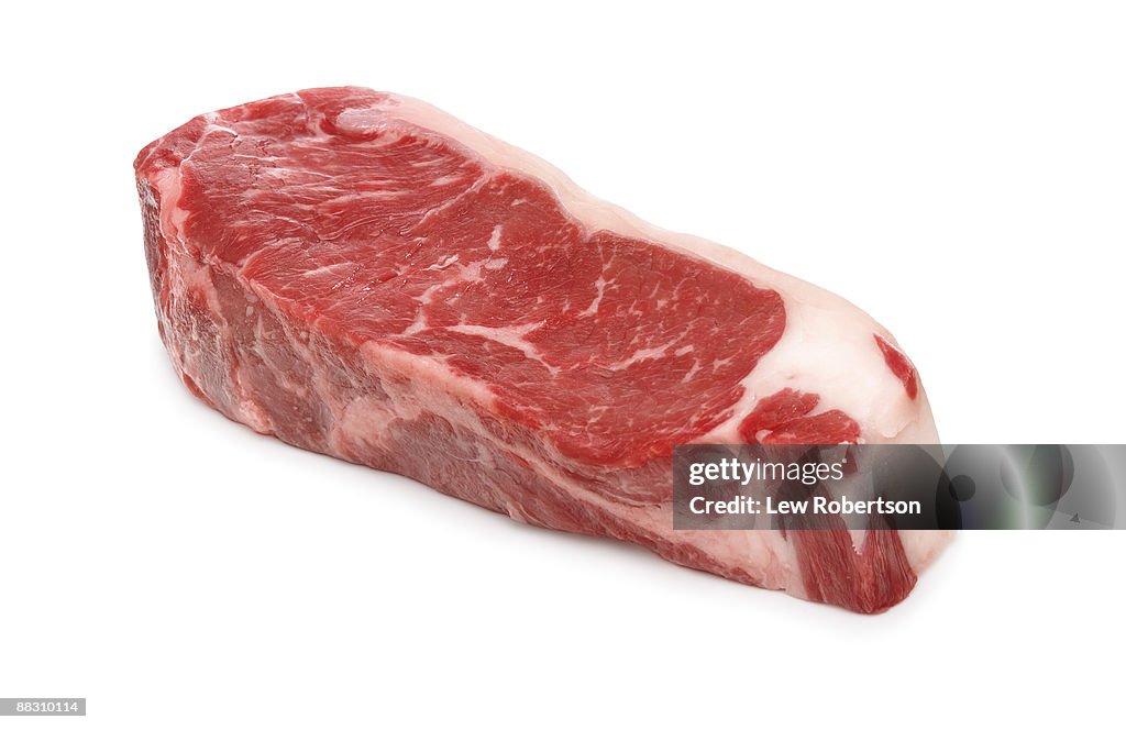 Raw strip steak