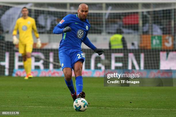 John Anthony Brooks of Wolfsburg controls the ball during the Bundesliga match between FC Augsburg and VfL Wolfsburg at WWK-Arena on November 25,...