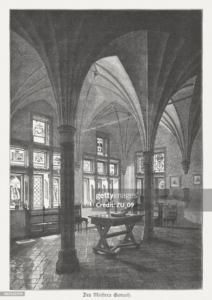 Refectory, High Castle, Malbork Castle, Poland, wood engraving, published 1884