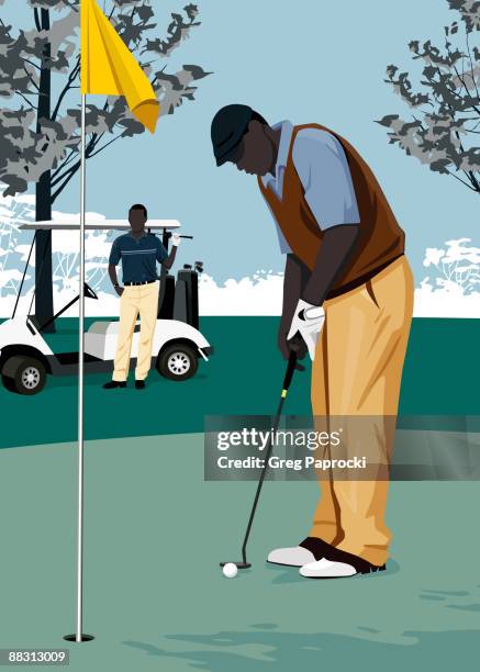 two men golfing - two men golfing stock illustrations