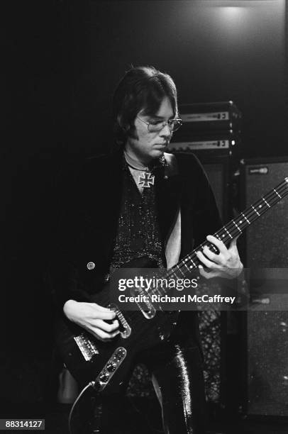 Ron Asheton of The Stooges performs live at Bimbo's Club in 1974 in San Francisco, California.