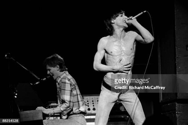 David Bowie and Iggy Pop perform live in 1977 in San Francisco, California.