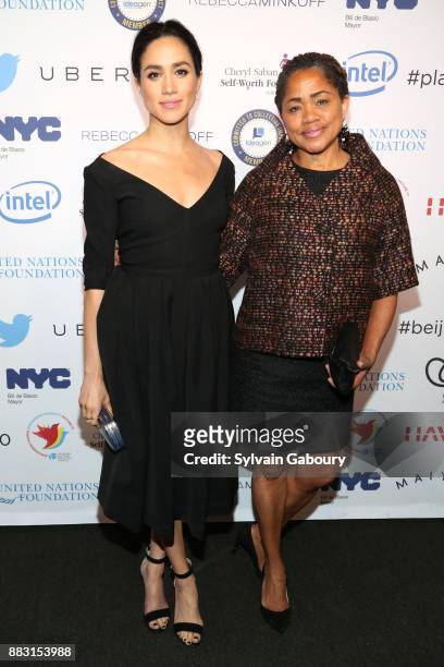 Meghan Markle and Doria Ragland attend UN Women's 20th Anniversary of the Fourth World Conference of Women in Beijing at Manhattan Centre at...
