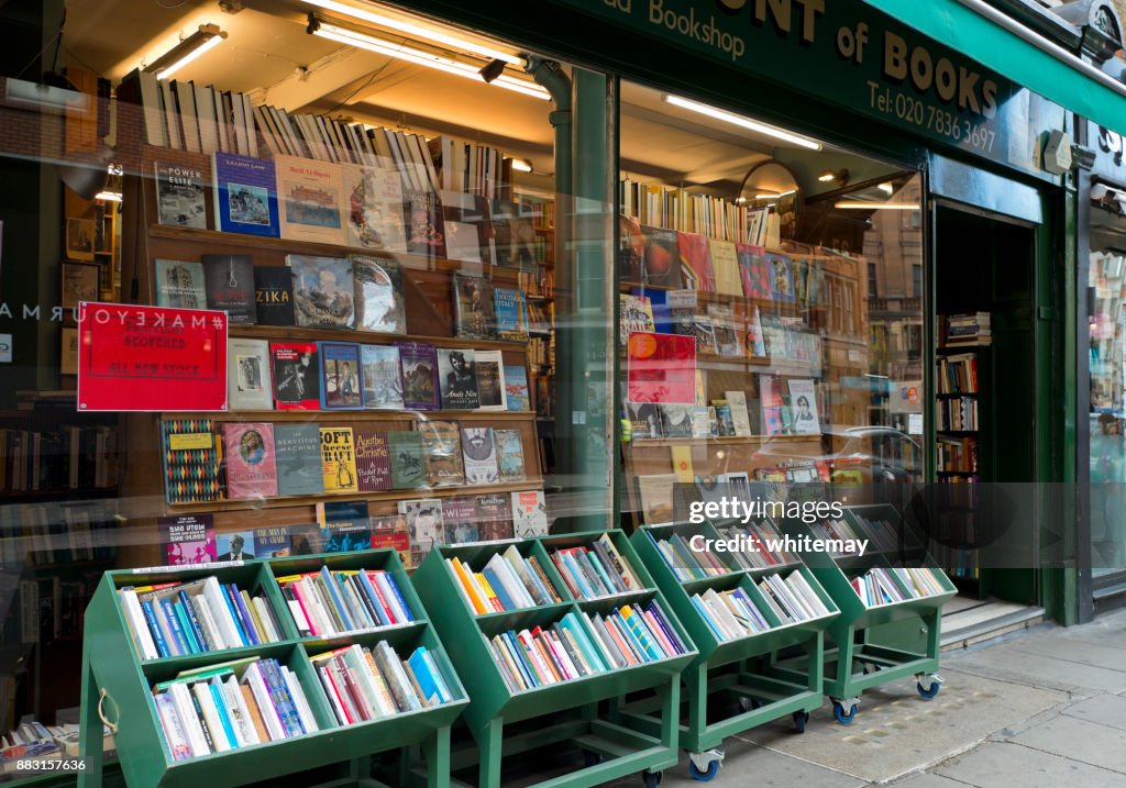 Book shop in Charing Cross Road, London