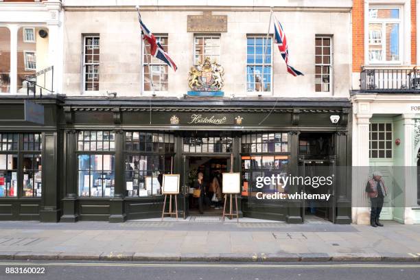 outside hatchard's book shop in piccadilly, london - book shop stock pictures, royalty-free photos & images