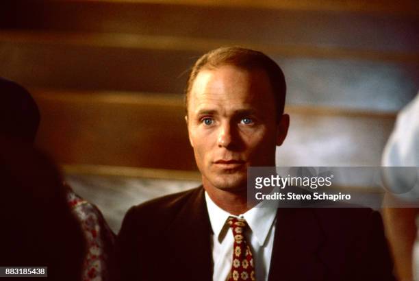 Close-up of American actor Ed Harris in a scene from the film 'Places in the Heart' , 1983.