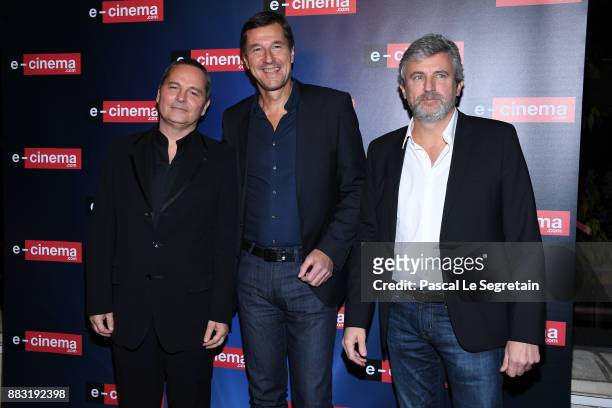 Bruno Barde,Frederic Houzelle and Roland Coutas attend "e-cinema.com" Launch Party on November 30, 2017 in Issy-les-Moulineaux, France.