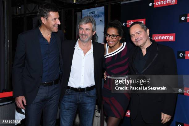 Frederic Houzelle,Roland Coutas,Audrey Pulvar and Bruno Barde attend "e-cinema.com" Launch Party on November 30, 2017 in Issy-les-Moulineaux, France.