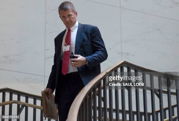 Erik Prince, former Navy Seal and founder of private military contractor Blackwater USA, arrives to testify during a closed-door House Select...