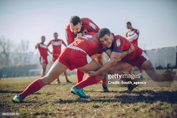 warm up oefeningen - rugby union tournament stockfoto's en -beelden