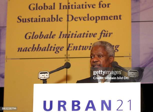 Politiker, Diplomat, Ghana UN - Generalsekretär - während seiner Eröffnungsrede zur Weltkonferenz Urban 21 unter dem Motto "Globale Initiative für...