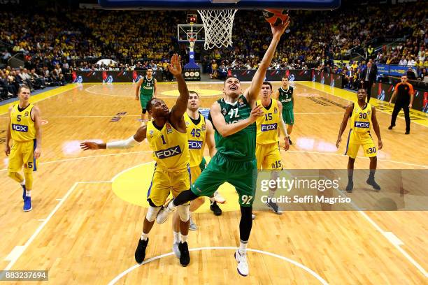 Edgaras Ulanovas, #92 of Zalgiris Kaunas in action during the 2017/2018 Turkish Airlines EuroLeague Regular Season game between Maccabi Fox Tel Aviv...