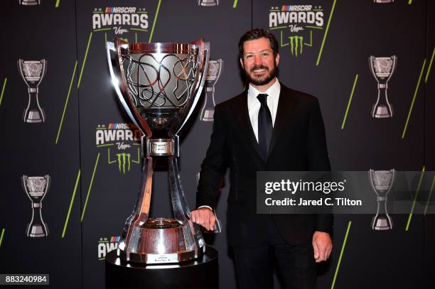 Monster Energy NASCAR Cup Series Champion Martin Truex Jr. Poses for a photo opportunity prior to the Monster Energy NASCAR Cup Series awards at Wynn...