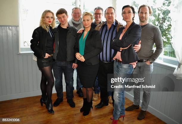 Lili Epply, Simon Morze, Heinrich Mis; Katharina Strasser, Gerald Liegel, Wolf Bachofner, Ursula Strauss and producer Oliver Auspitz pose during the...