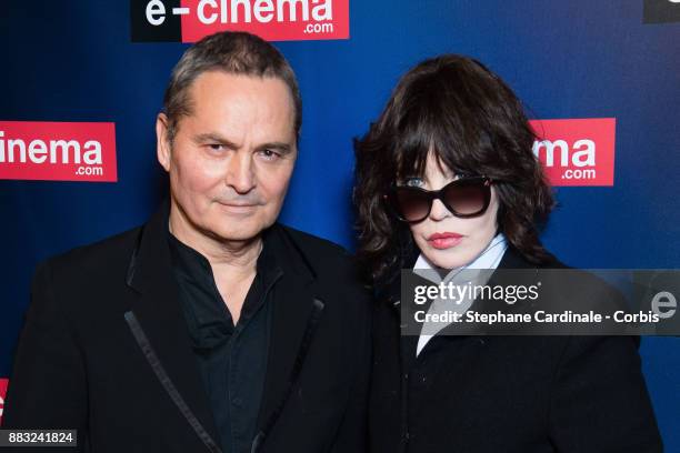 Bruno Barde and actress Isabelle Adjani attend "e-cinema.com" Launch Party at Restaurant L'Ile on November 30, 2017 in Issy-les-Moulineaux, France.