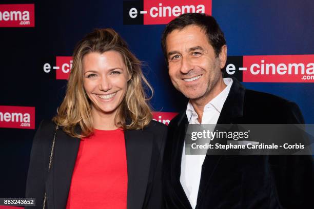 Philippe Kelly and a guest attend "e-cinema.com" Launch Party at Restaurant L'Ile on November 30, 2017 in Issy-les-Moulineaux, France.