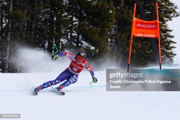 Stacey Cook of USA in action during the Audi FIS Alpine Ski World Cup Women's Downhill Training on November 30, 2017 in Lake Louise, Canada.