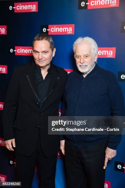 Bruno Barde and Alejandro Jodorowsky attend "e-cinema.com" Launch Party at Restaurant L'Ile on November 30, 2017 in Issy-les-Moulineaux, France.