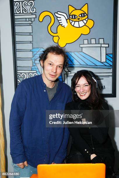 French Artist Thoma Vuille attends his exhibition with Beatrice Ardisson at Hotel Jules & Jim on November 30, 2017 in Paris, France.