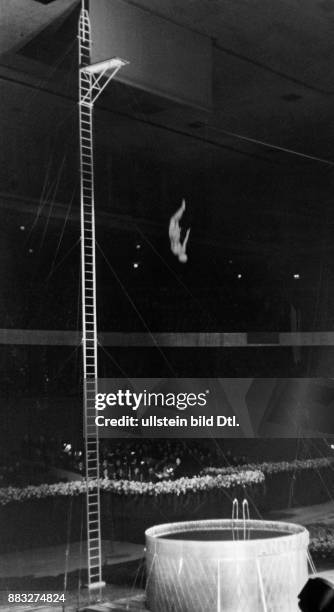 Sportlerin, Wasserspringerin, Deutschland Anita Kittner beim Sprung ins Schwimmbecken in der Deutschlandhalle, Berlin Aufnahme: Sennecke...