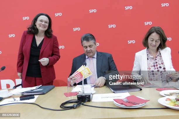 Berlin, Willy_Brandt_Haus, Auftaktbilder zur Sitzung des SPD-Parteivorstandes, Foto: Andrea Nahles, Bundesministerin für Arbeit und Soziales,...
