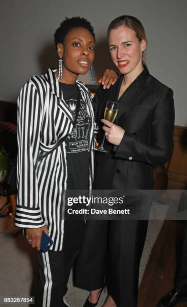 Donna Wallace and Nicky Yates attend a party hosted by NET-A-PORTER and MR PORTER to celebrate the festive season in style at One Horse Guards on...