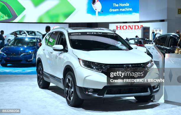 The 2018 Honda CR-V, Motor Trend Magazine's 2018 SUV of the Year is displayed at the 2017 LA Auto Show in Los Angeles, California on November 30...