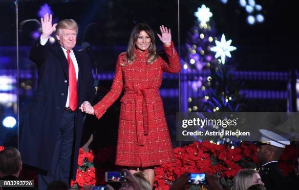 President Donald Trump and the first lady Melania Trump attend the 95th annual National Christmas Tree Lighting held by the National Park Service at...