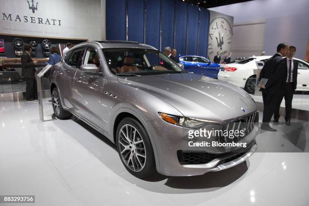 The Maserati SpA Levante vehicle is displayed during AutoMobility LA ahead of the Los Angeles Auto Show in Los Angeles, California, U.S., on...