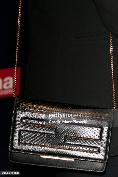 Melita Toscan Du Plantier, handbag detail, attends the 'E-Cinema.com' launch party at restaurant 'L'Ile' on November 30, 2017 in Issy-les-Moulineaux,...