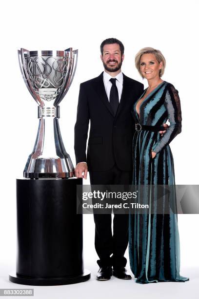 Monster Energy NASCAR Cup Series Champion Martin Truex Jr. And his girlfriend Sherry Pollex pose for a photo opportunity prior to the Monster Energy...