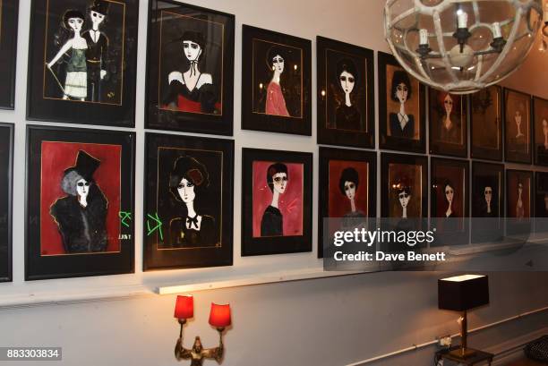 General view of the atmosphere at a private view of artist Rebecca Leigh's exhibition hosted by Sadie Frost at Tann Rokka on November 30, 2017 in...