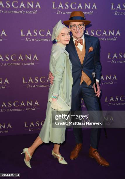 Britt Kanja and Guenther Krabbenhoeft attend the opening of the 'Sound of Passion' exhibition for dessous brand LASCANA at Hotel de Rome on November...