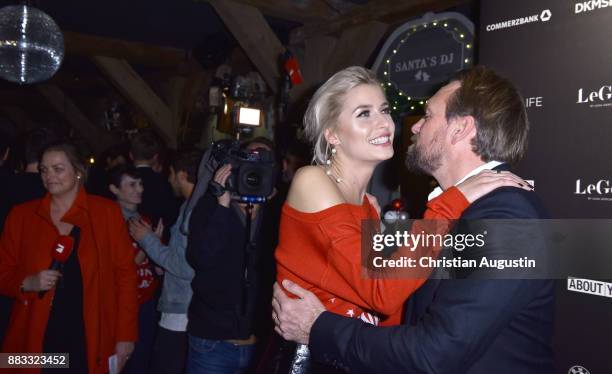 Steven Gaetjen and Lena Gercke attend the Christmas Dinner Party of Lena Gercke at the Bar Hygge on November 30, 2017 in Hamburg, Germany.