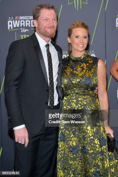 Driver Dale Earnhardt Jr. And his wife Amy attend the Monster Energy NASCAR Cup Series awards at Wynn Las Vegas on November 30, 2017 in Las Vegas,...