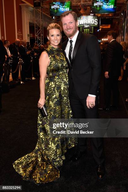 Driver Dale Earnhardt Jr. And his wife Amy attend the Monster Energy NASCAR Cup Series awards at Wynn Las Vegas on November 30, 2017 in Las Vegas,...