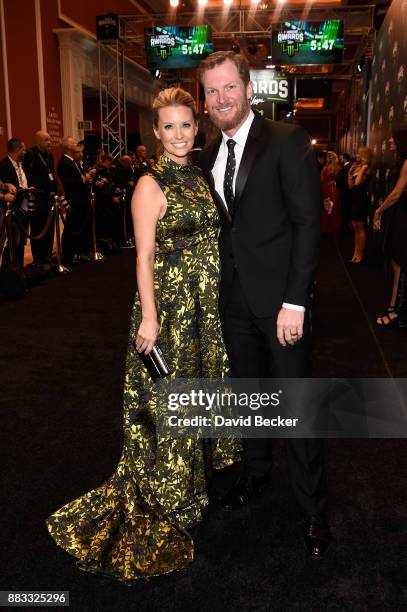 Driver Dale Earnhardt Jr. And his wife Amy attend the Monster Energy NASCAR Cup Series awards at Wynn Las Vegas on November 30, 2017 in Las Vegas,...