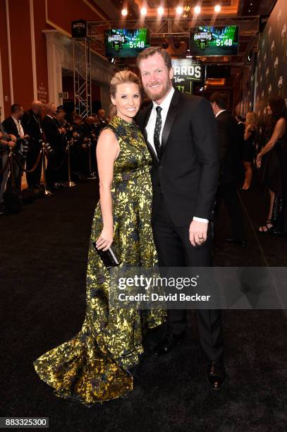 Driver Dale Earnhardt Jr. And his wife Amy attend the Monster Energy NASCAR Cup Series awards at Wynn Las Vegas on November 30, 2017 in Las Vegas,...